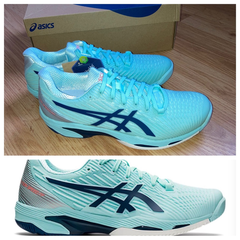NWT ASICS Tennis Solution Speed FF 2 Womens Clear Blue Light Indigo sz 10 1/2